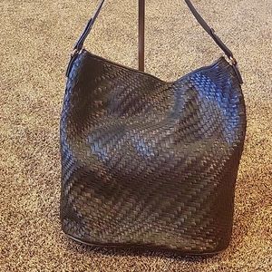 EUC braded faux leather large bucket bag